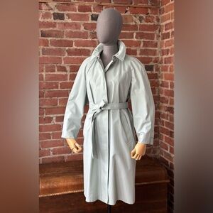 London Fog Belted Trench Coat Mint Sage Rain Coat Classic Vintage